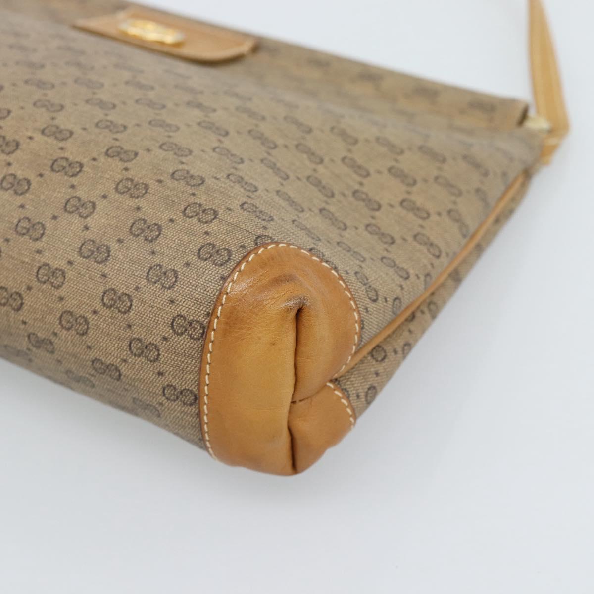 GUCCI Micro GG Supreme Shoulder Bag PVC Beige Gold Auth 183600