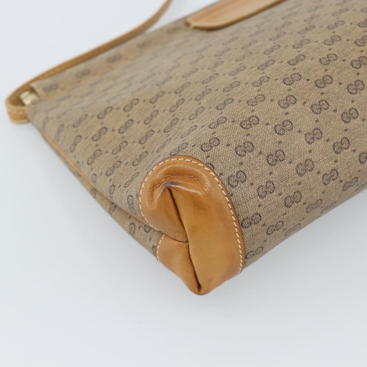 GUCCI Micro GG Supreme Shoulder Bag PVC Beige Gold Auth 183600