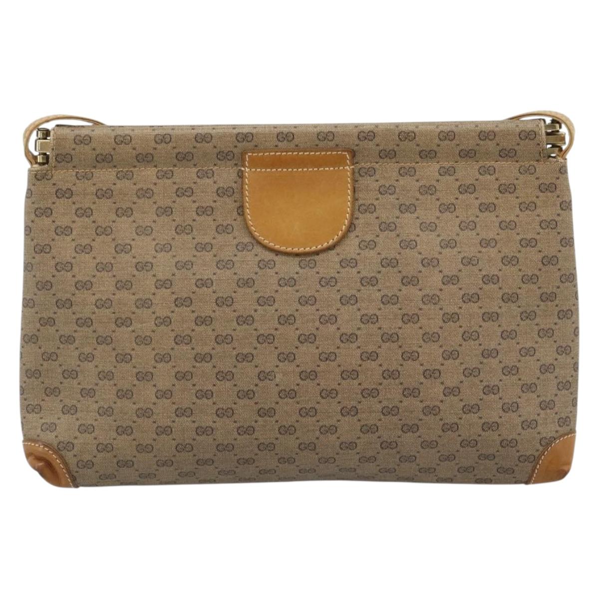 GUCCI Micro GG Supreme Shoulder Bag PVC Beige Gold Auth 183600