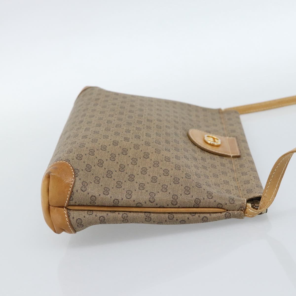 GUCCI Micro GG Supreme Shoulder Bag PVC Beige Gold Auth 183600