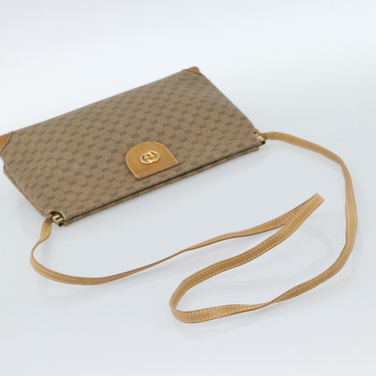 GUCCI Micro GG Supreme Shoulder Bag PVC Beige Gold Auth 183600