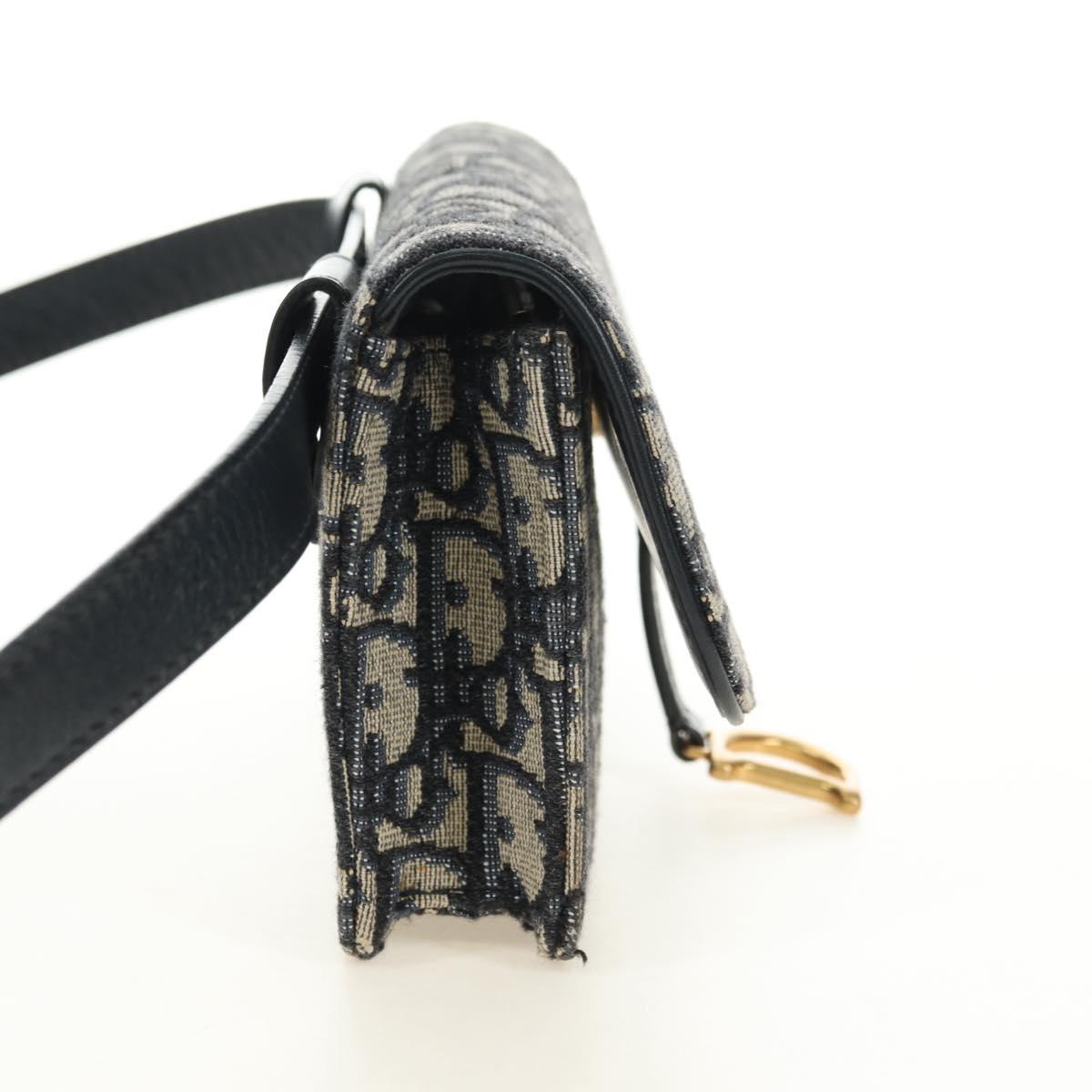 Christian Dior Trotter Canvas Saddle Waist bag Navy Gold Auth 183604M