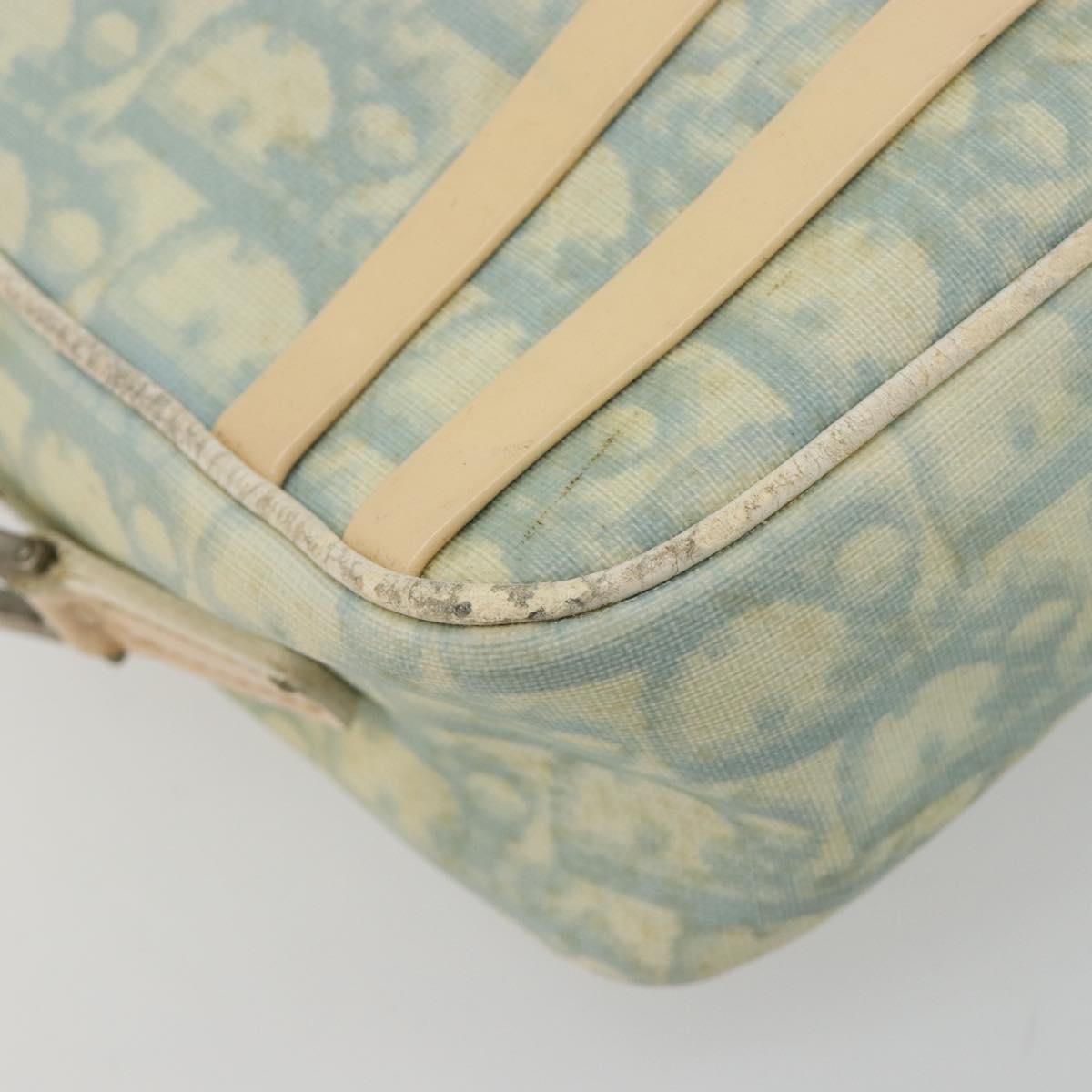Christian Dior Trotter Canvas Shoulder Bag PVC Light Blue Silver Auth 183605