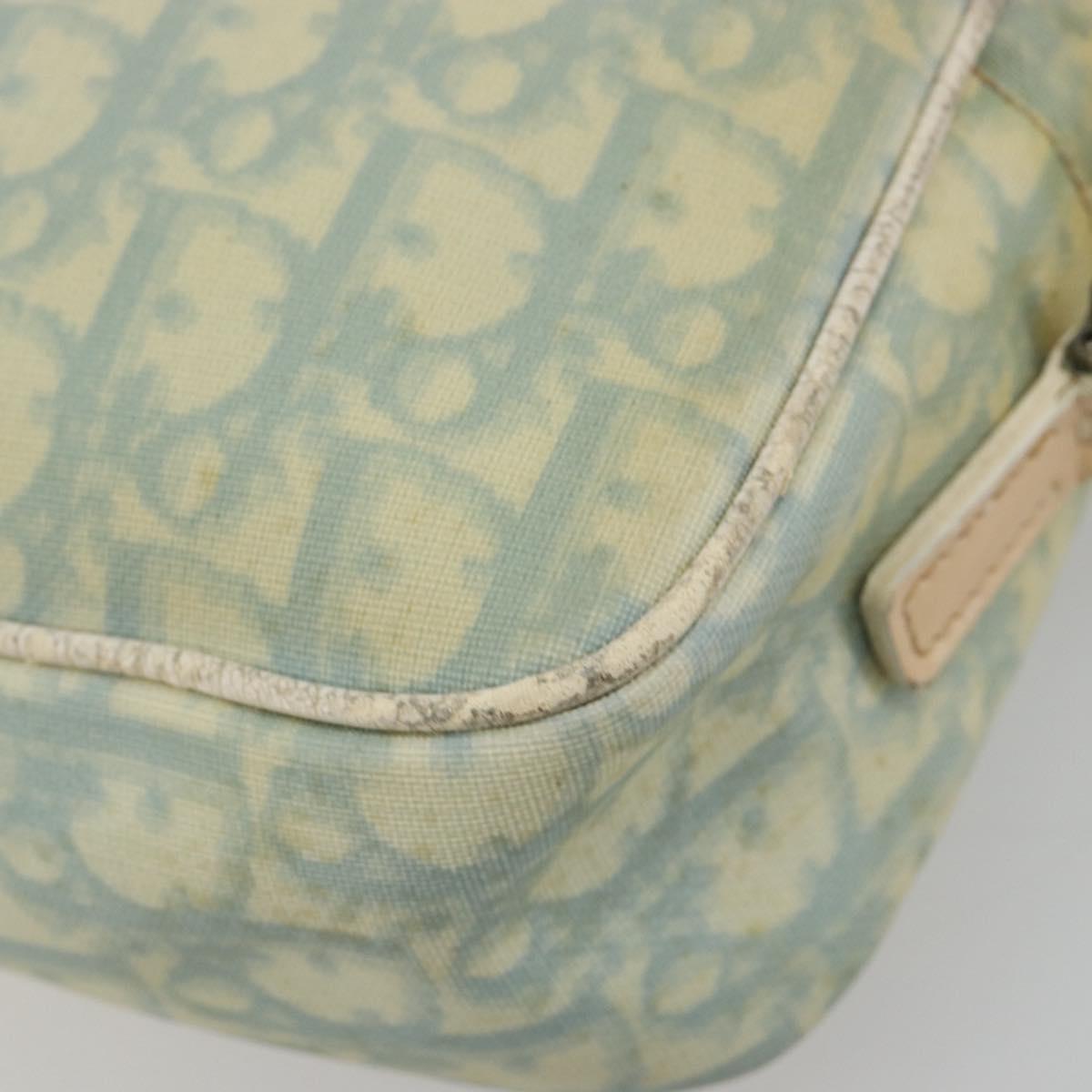 Christian Dior Trotter Canvas Shoulder Bag PVC Light Blue Silver Auth 183605