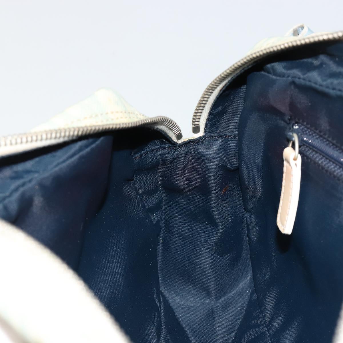 Christian Dior Trotter Canvas Shoulder Bag PVC Light Blue Silver Auth 183605