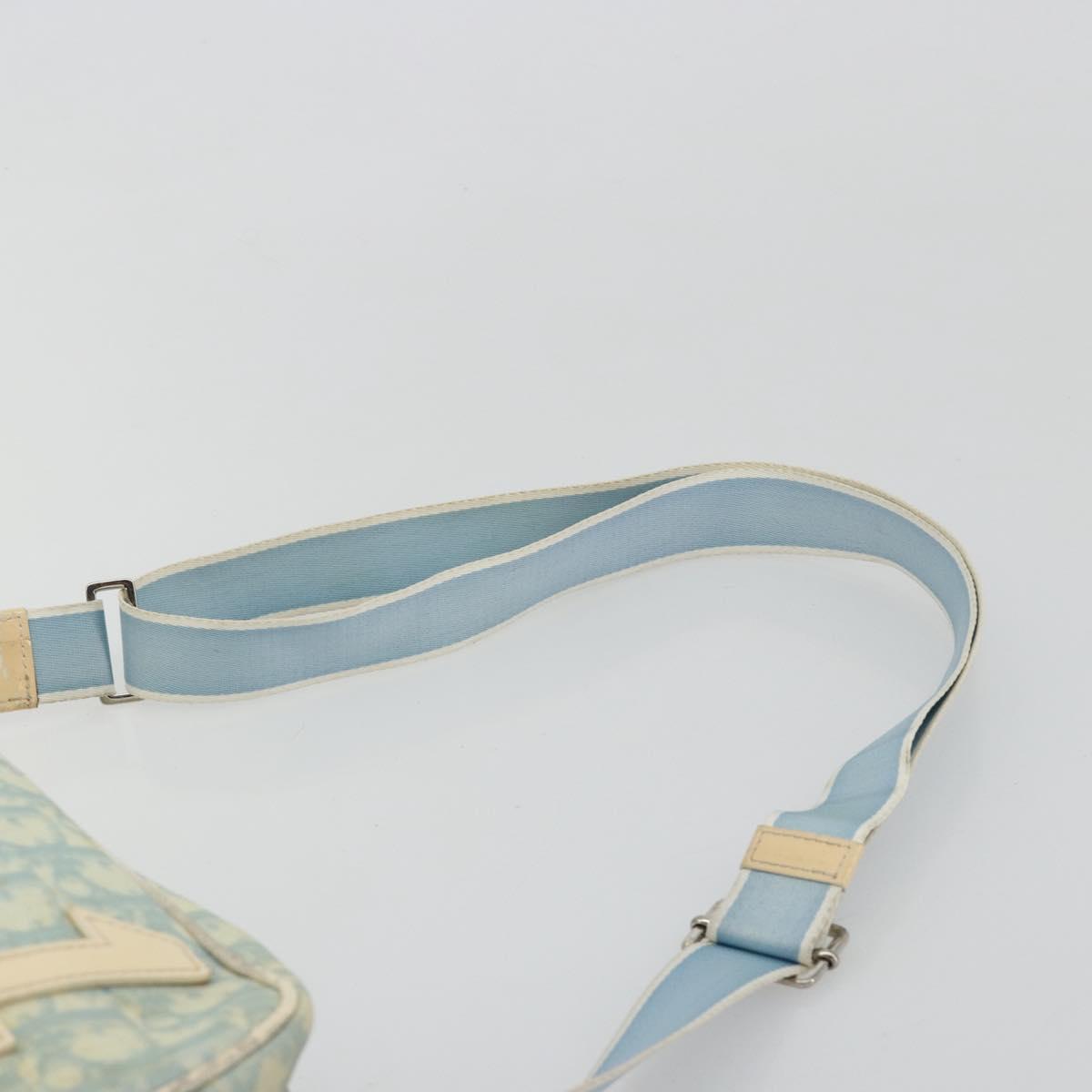 Christian Dior Trotter Canvas Shoulder Bag PVC Light Blue Silver Auth 183605
