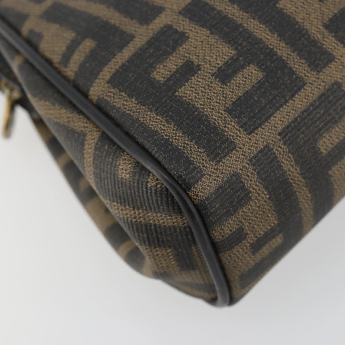 FENDI Zucca Canvas Shoulder Bag PVC Black Brown Auth 183623A