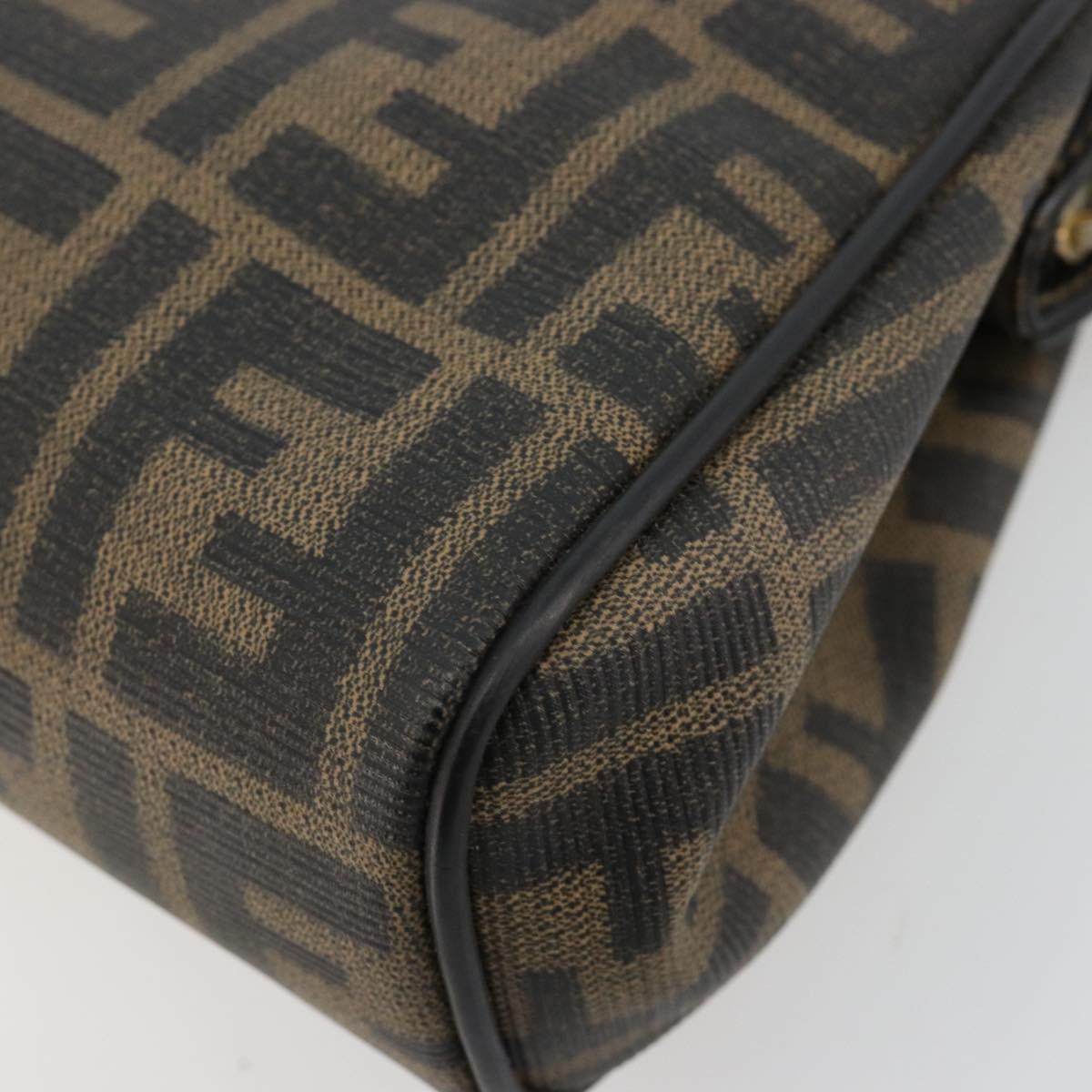FENDI Zucca Canvas Shoulder Bag PVC Black Brown Auth 183623A