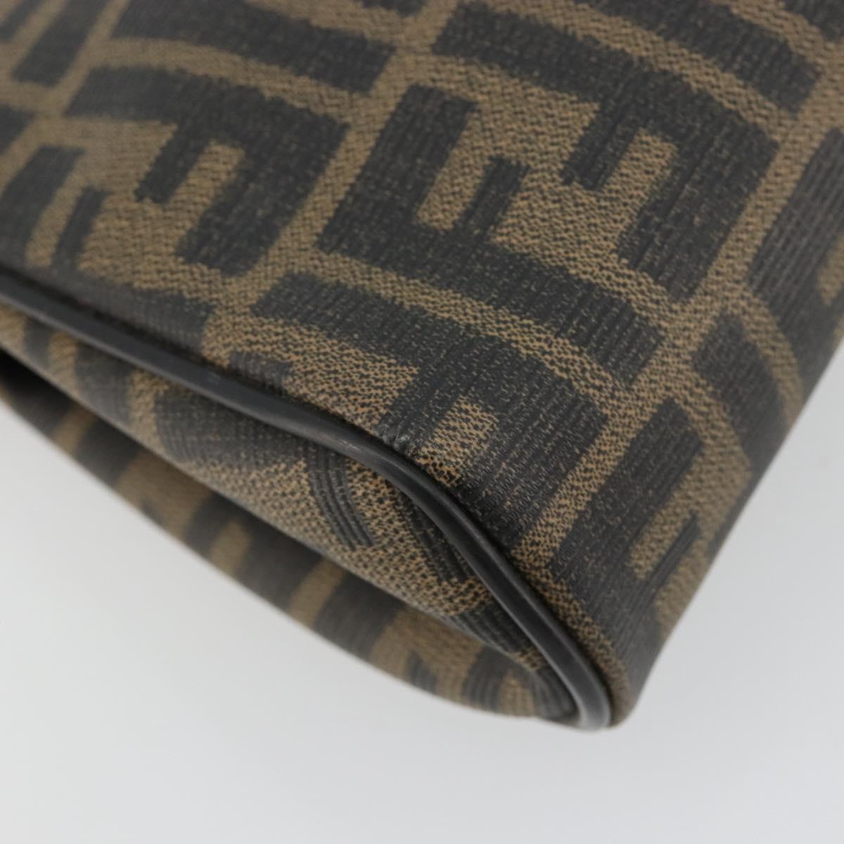 FENDI Zucca Canvas Shoulder Bag PVC Black Brown Auth 183623A