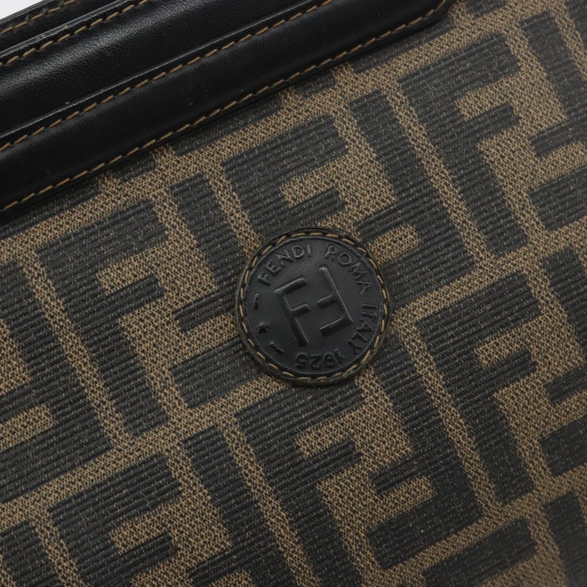 FENDI Zucca Canvas Shoulder Bag PVC Black Brown Auth 183623A