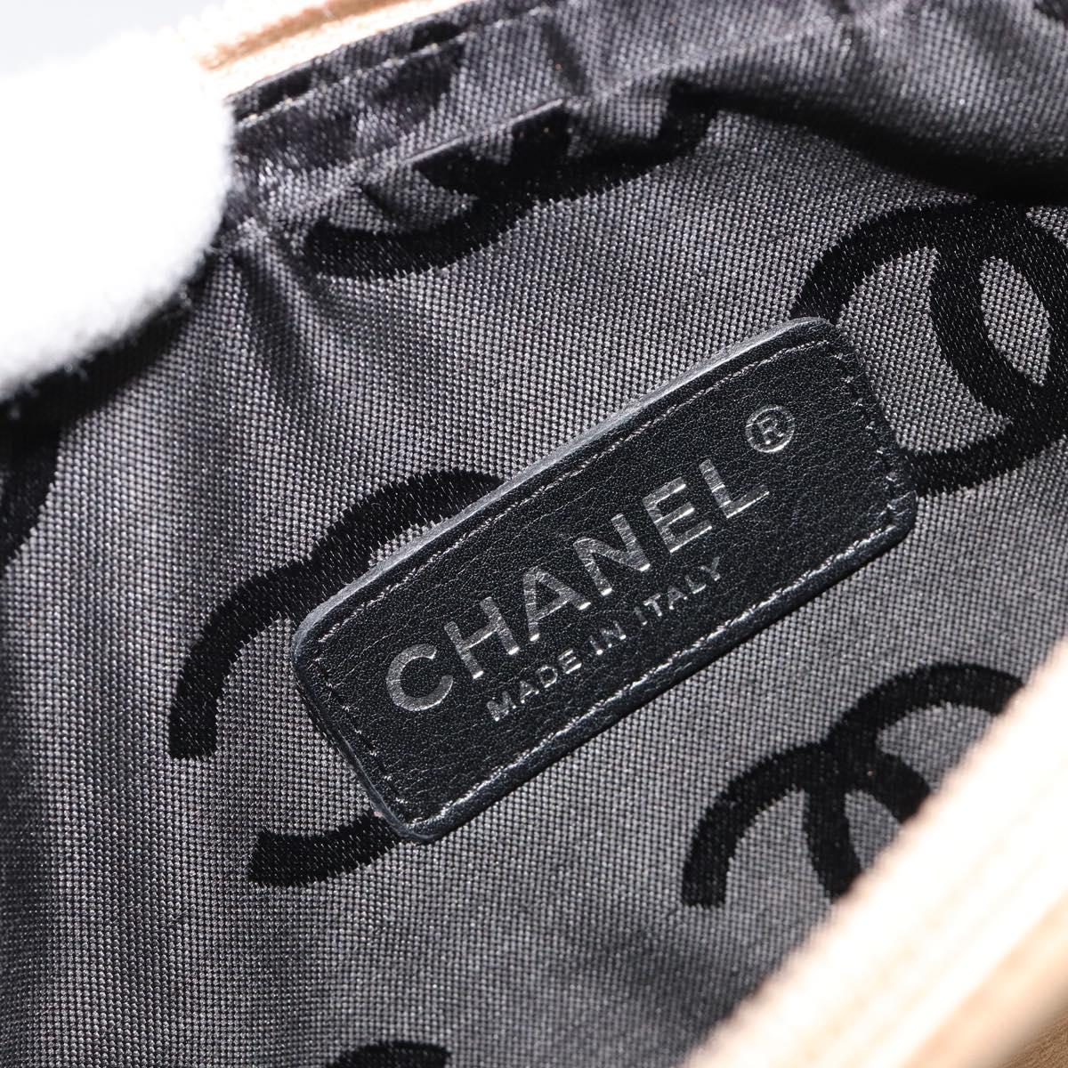 CHANEL Matelasse Cambon Line Shoulder Bag Leather Beige Silver CC Auth 183625M