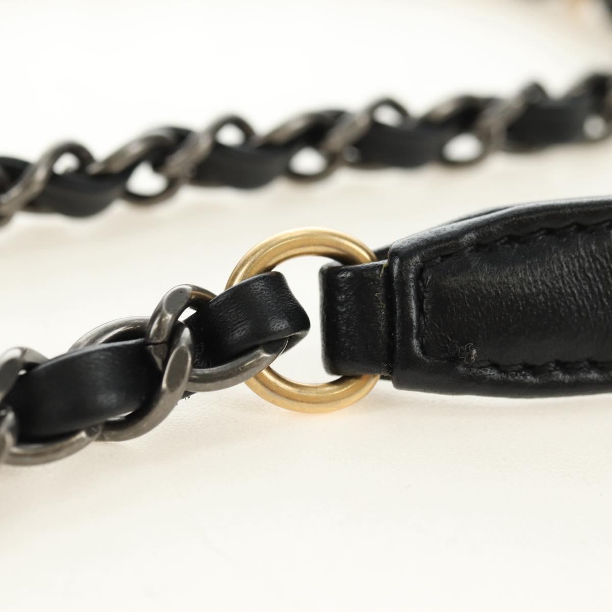 CHANEL Mini Matelasse 17 Chain Bag Lamb Skin Black Gold CC Auth 183626SM
