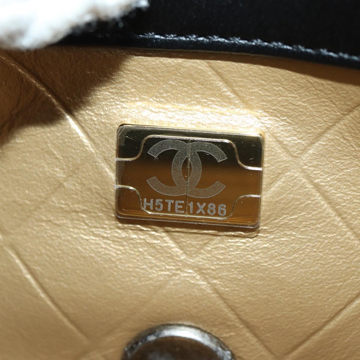 CHANEL Mini Matelasse 17 Chain Bag Lamb Skin Black Gold CC Auth 183626SM
