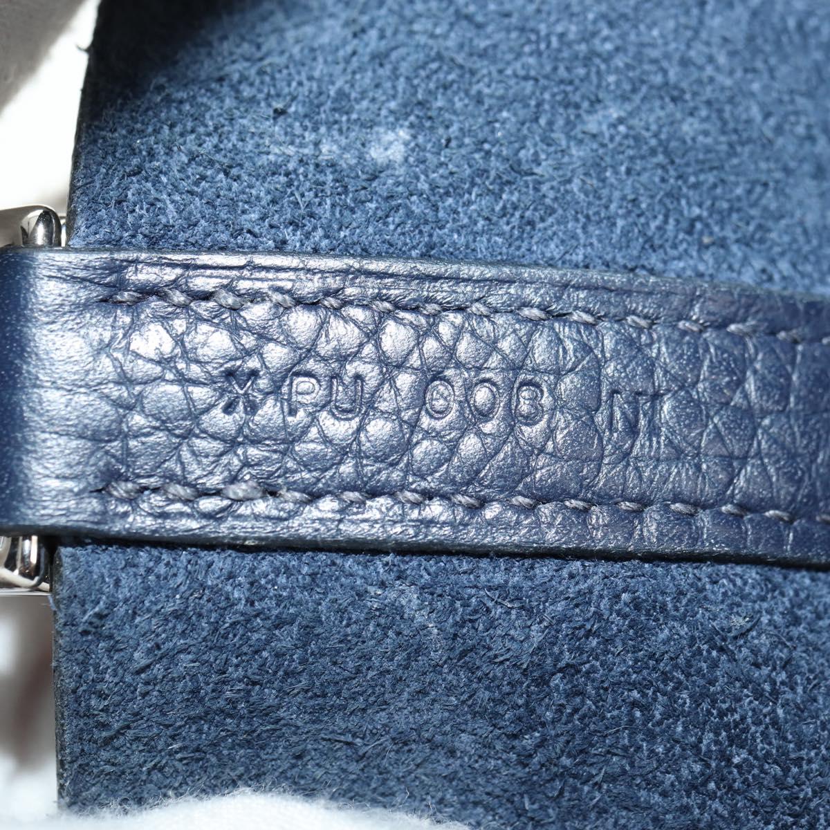 HERMES Picotan lock Bag Taurillon Clemence Leather Navy Silver Auth 183630SAM