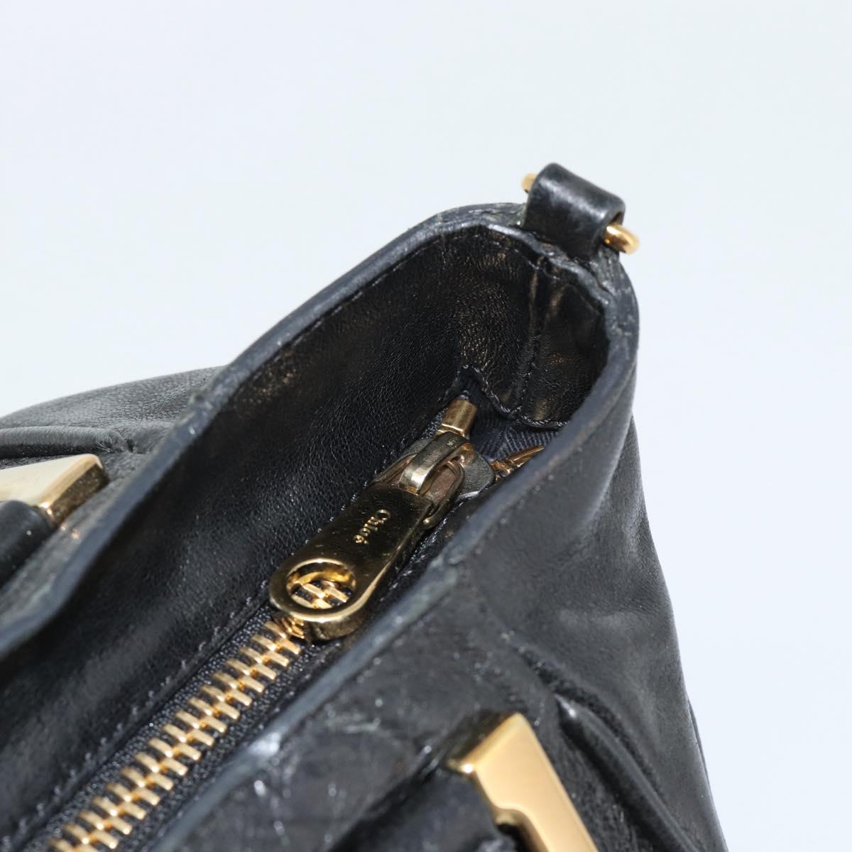 Chloe Etel Hand Bag Leather Black Gold Auth 183634