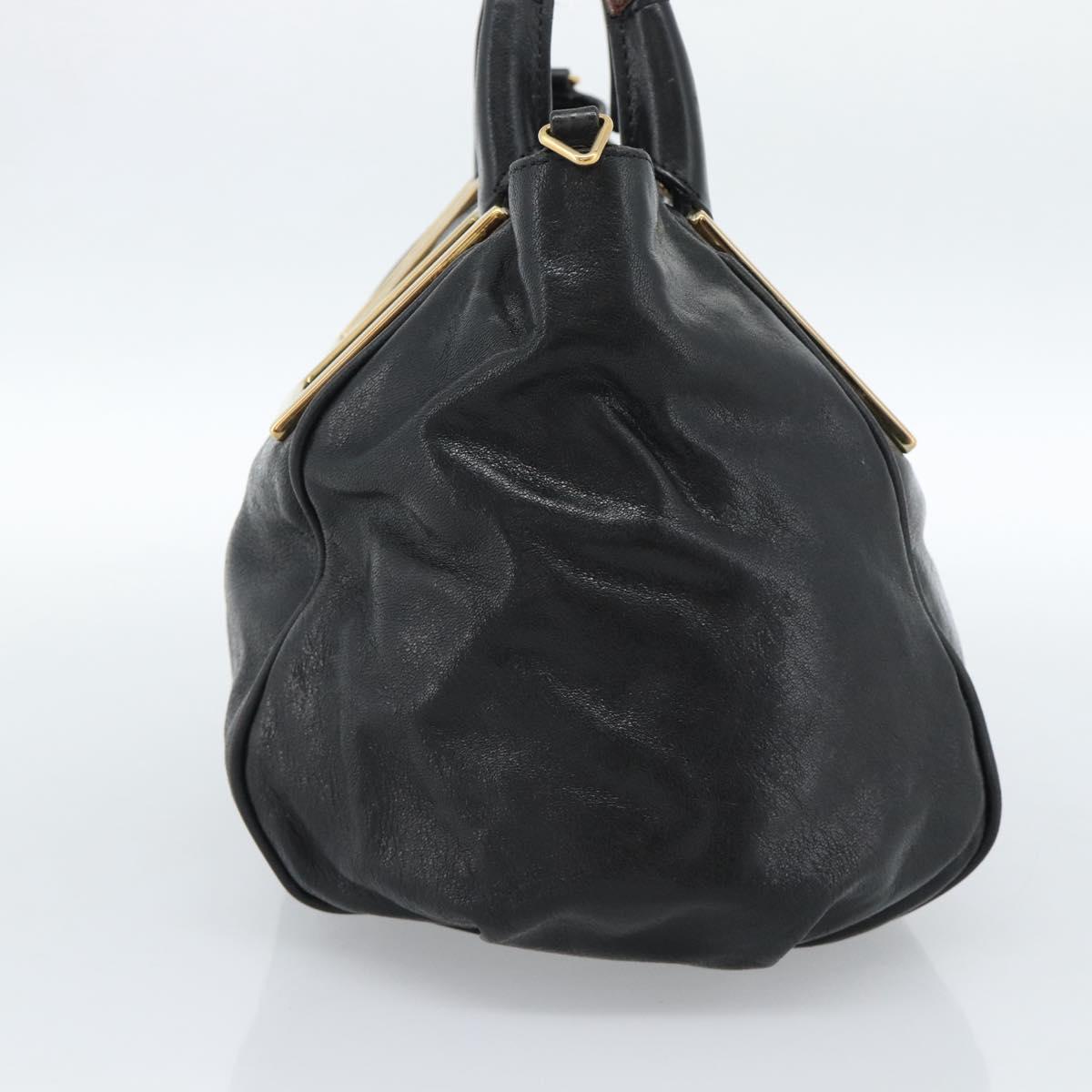 Chloe Etel Hand Bag Leather Black Gold Auth 183634
