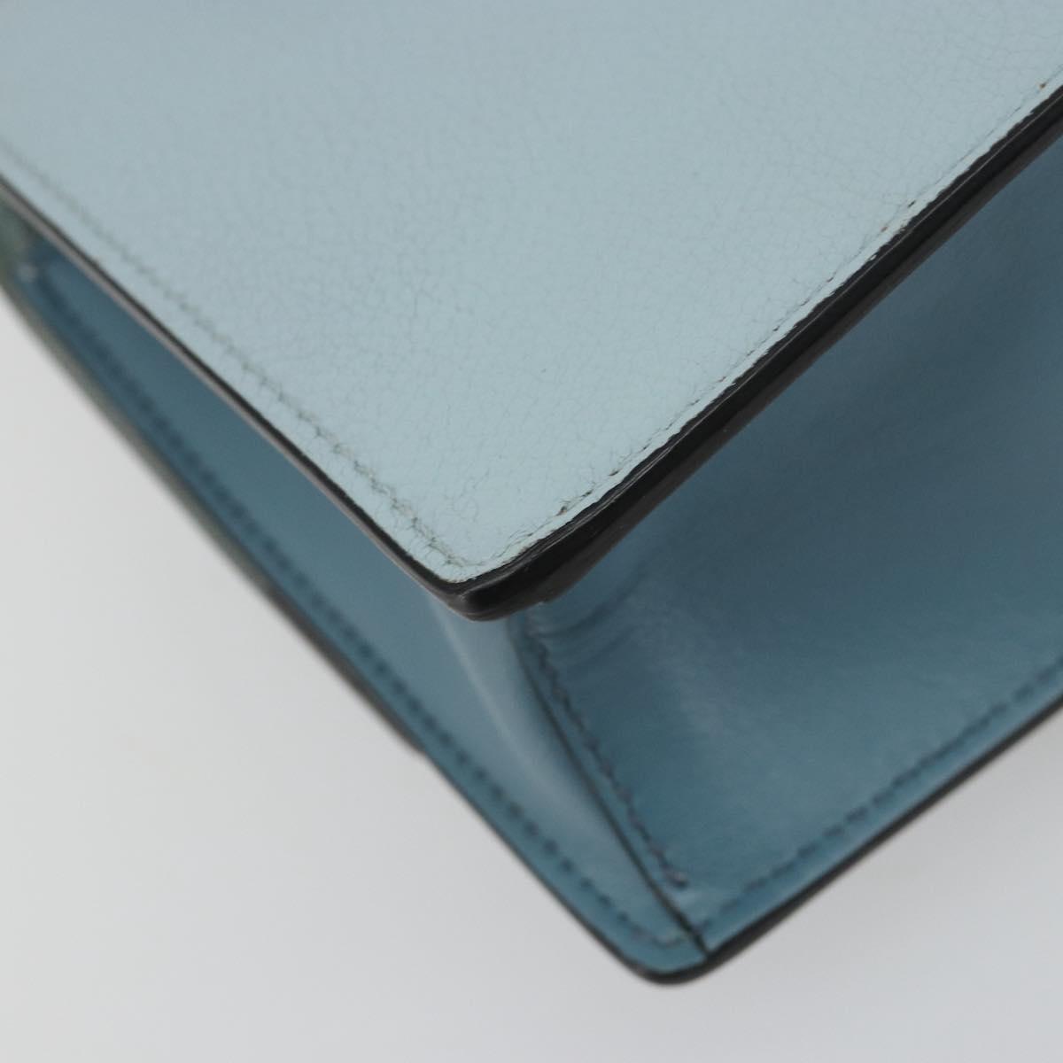 Miu Miu Shoulder Bag Leather Light Blue Gold Auth 183635M