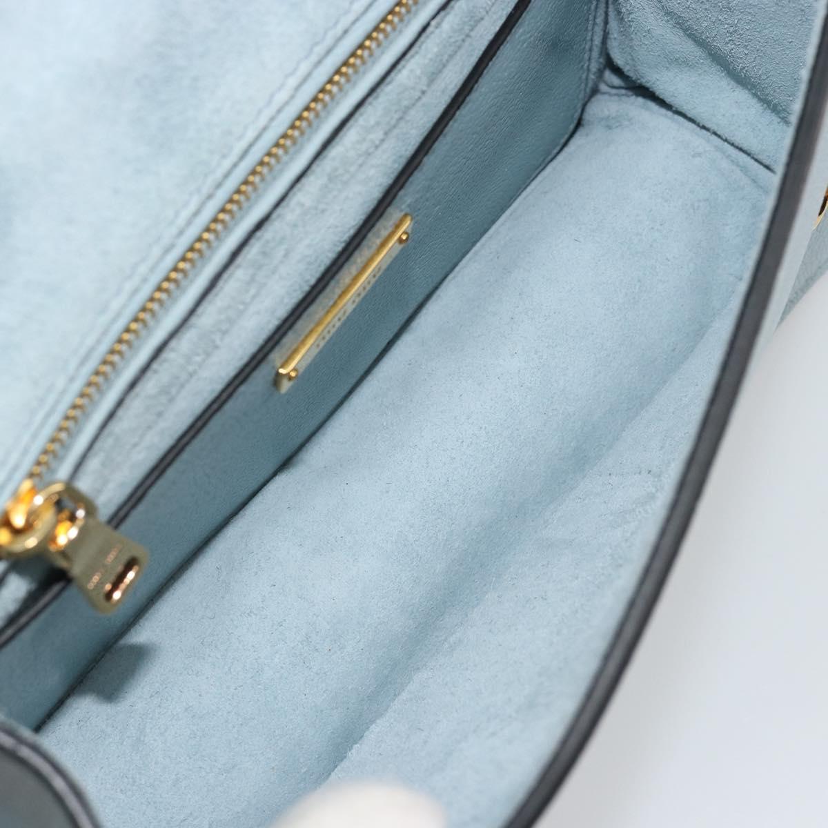 Miu Miu Shoulder Bag Leather Light Blue Gold Auth 183635M