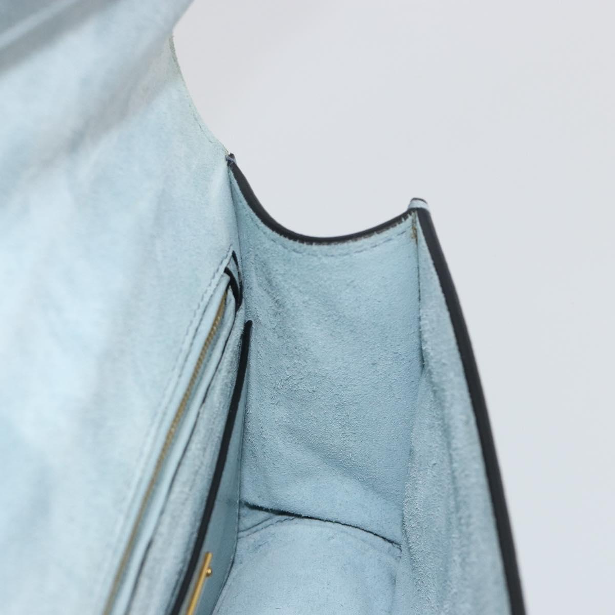 Miu Miu Shoulder Bag Leather Light Blue Gold Auth 183635M