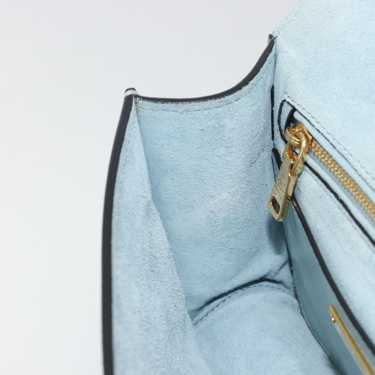 Miu Miu Shoulder Bag Leather Light Blue Gold Auth 183635M
