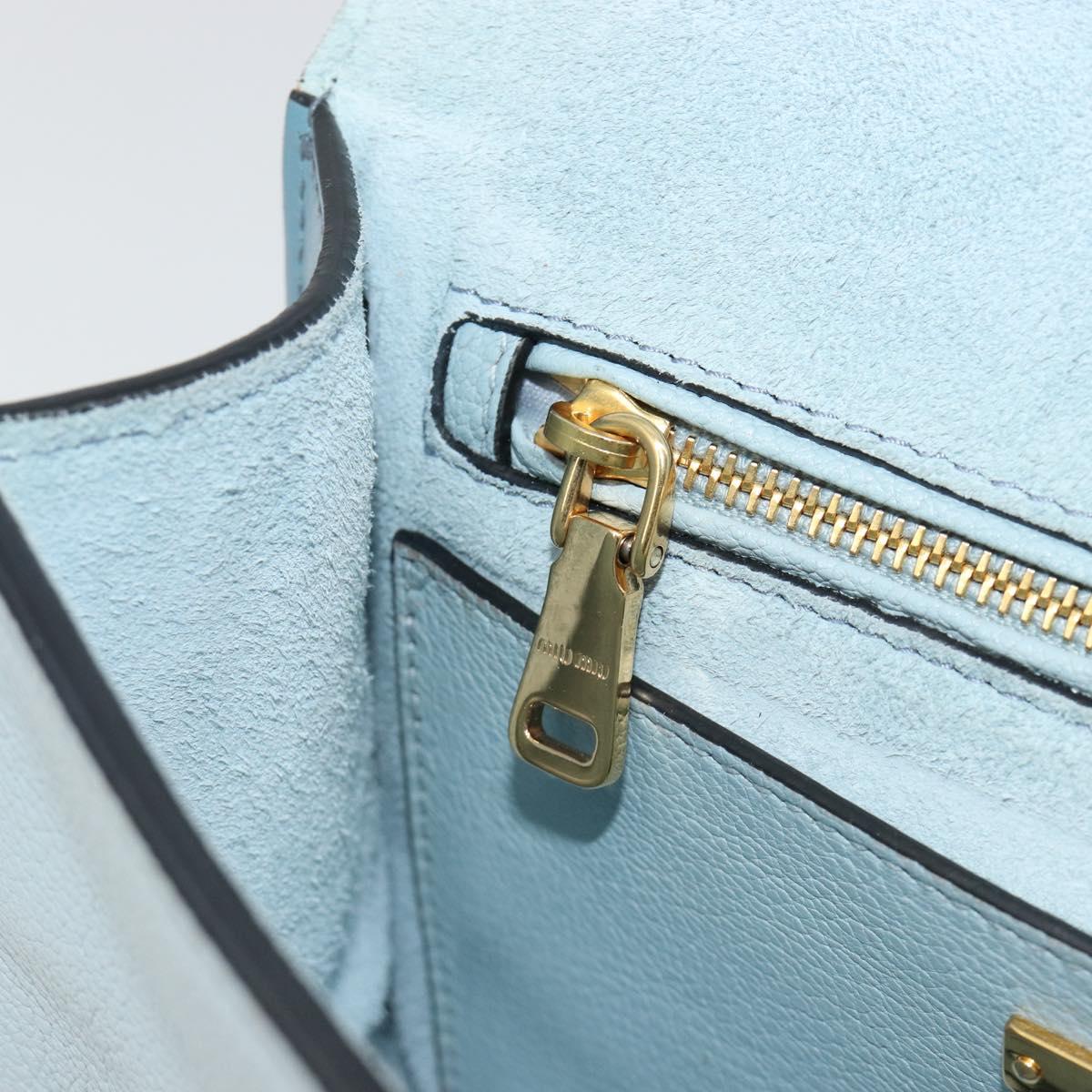 Miu Miu Shoulder Bag Leather Light Blue Gold Auth 183635M