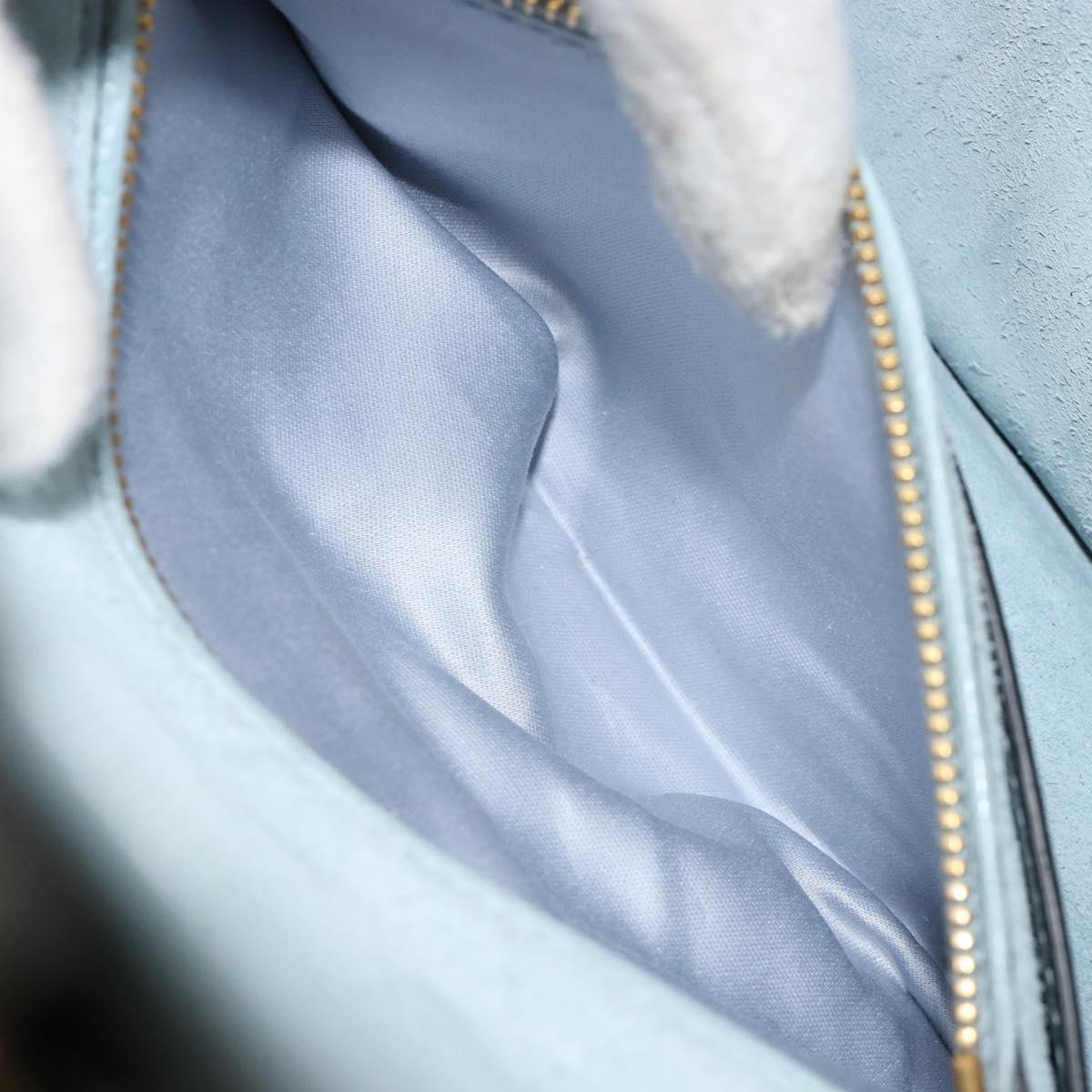 Miu Miu Shoulder Bag Leather Light Blue Gold Auth 183635M