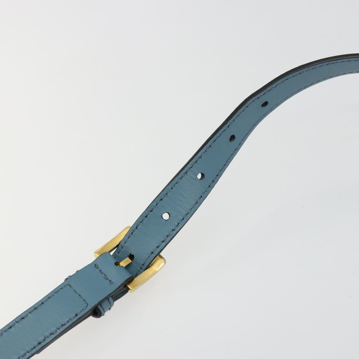 Miu Miu Shoulder Bag Leather Light Blue Gold Auth 183635M