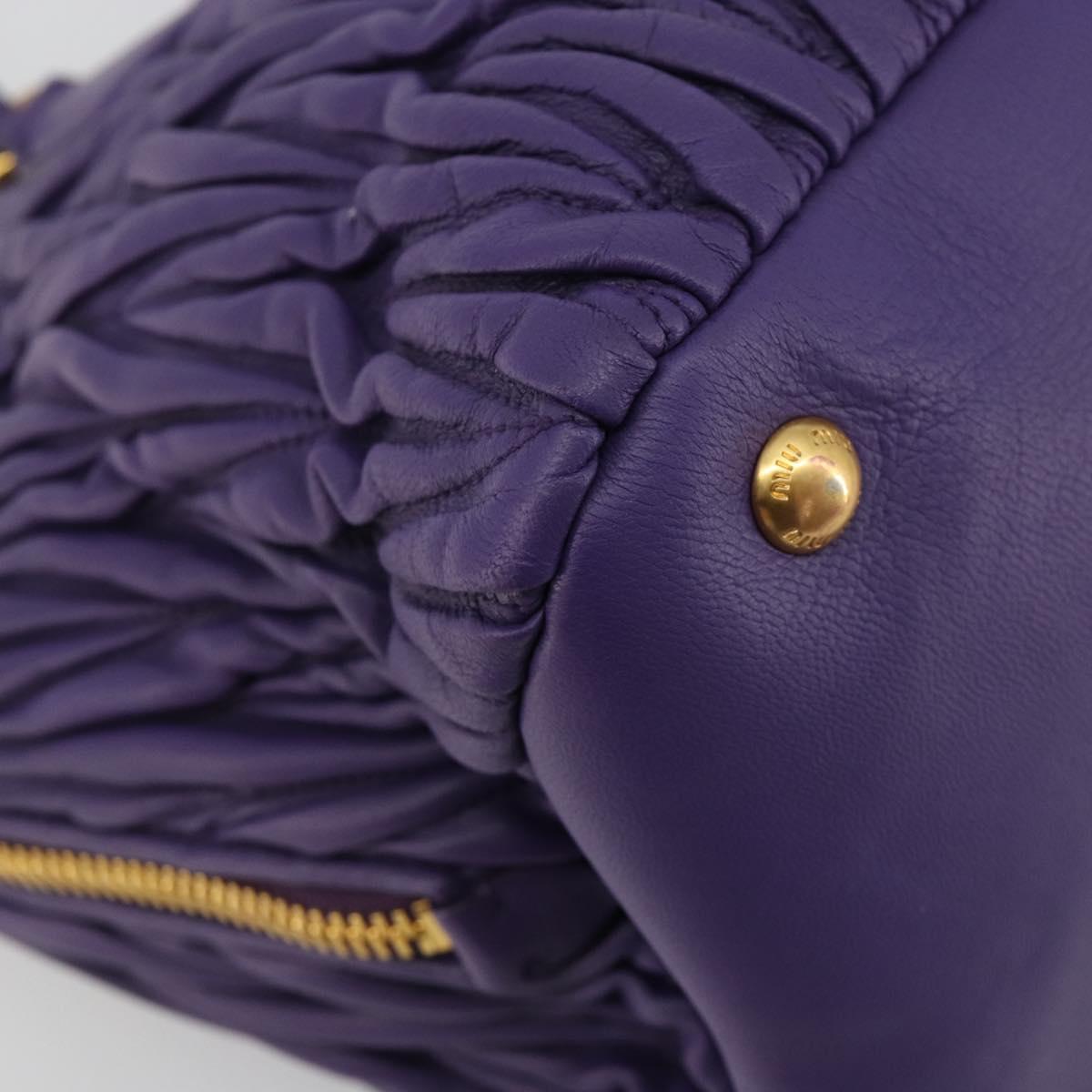 Miu Miu Matelasse Hand Bag Leather Purple Gold Auth 183636V