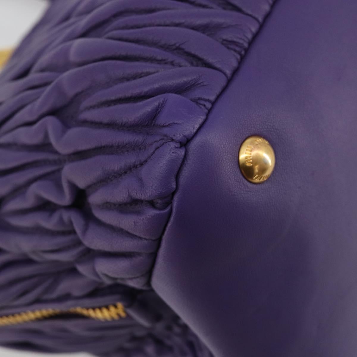 Miu Miu Matelasse Hand Bag Leather Purple Gold Auth 183636V