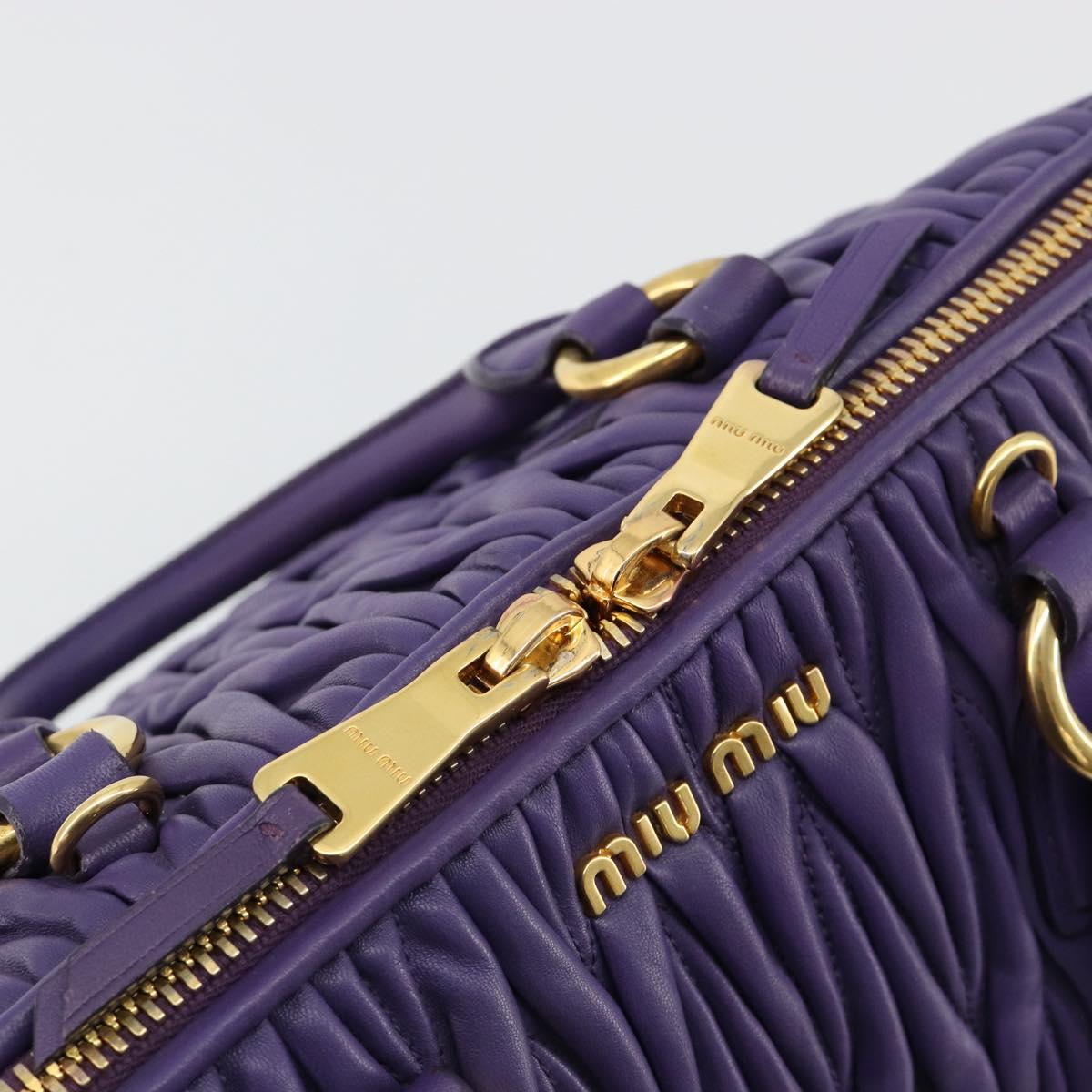 Miu Miu Matelasse Hand Bag Leather Purple Gold Auth 183636V