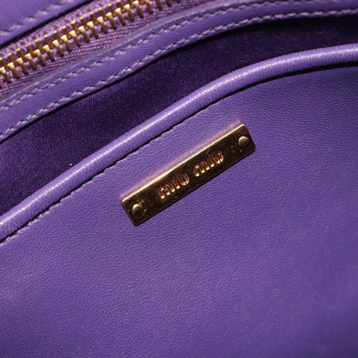 Miu Miu Matelasse Hand Bag Leather Purple Gold Auth 183636V