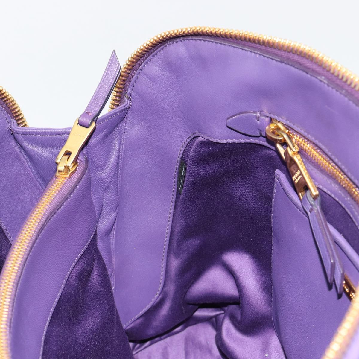 Miu Miu Matelasse Hand Bag Leather Purple Gold Auth 183636V
