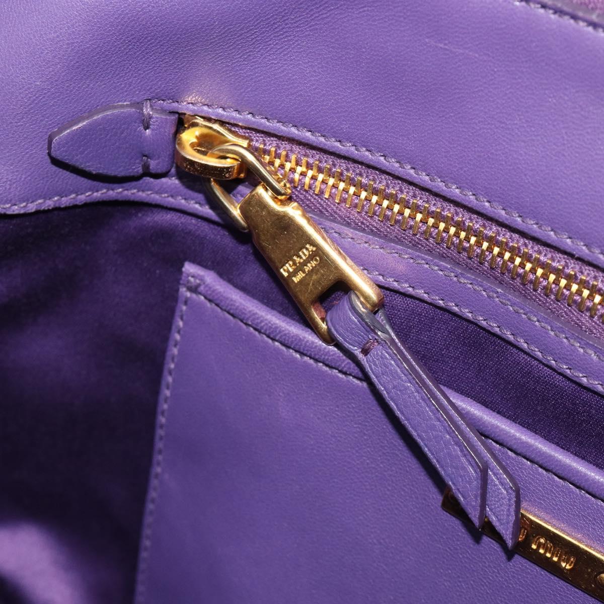 Miu Miu Matelasse Hand Bag Leather Purple Gold Auth 183636V