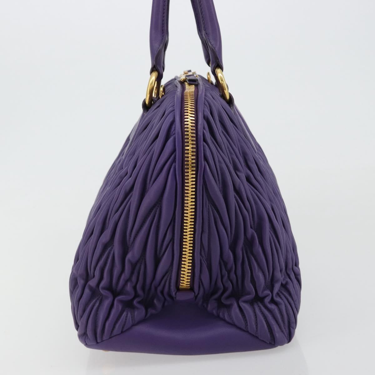 Miu Miu Matelasse Hand Bag Leather Purple Gold Auth 183636V