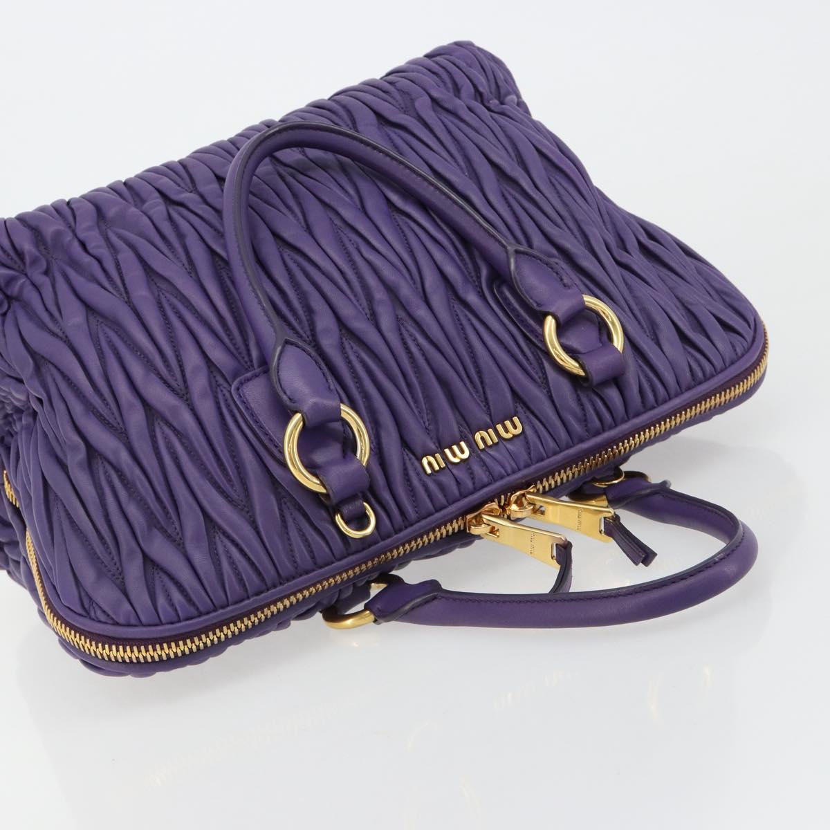 Miu Miu Matelasse Hand Bag Leather Purple Gold Auth 183636V