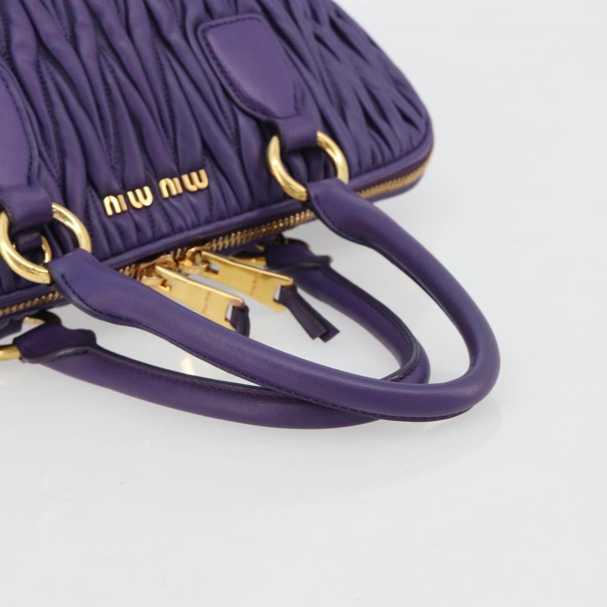 Miu Miu Matelasse Hand Bag Leather Purple Gold Auth 183636V