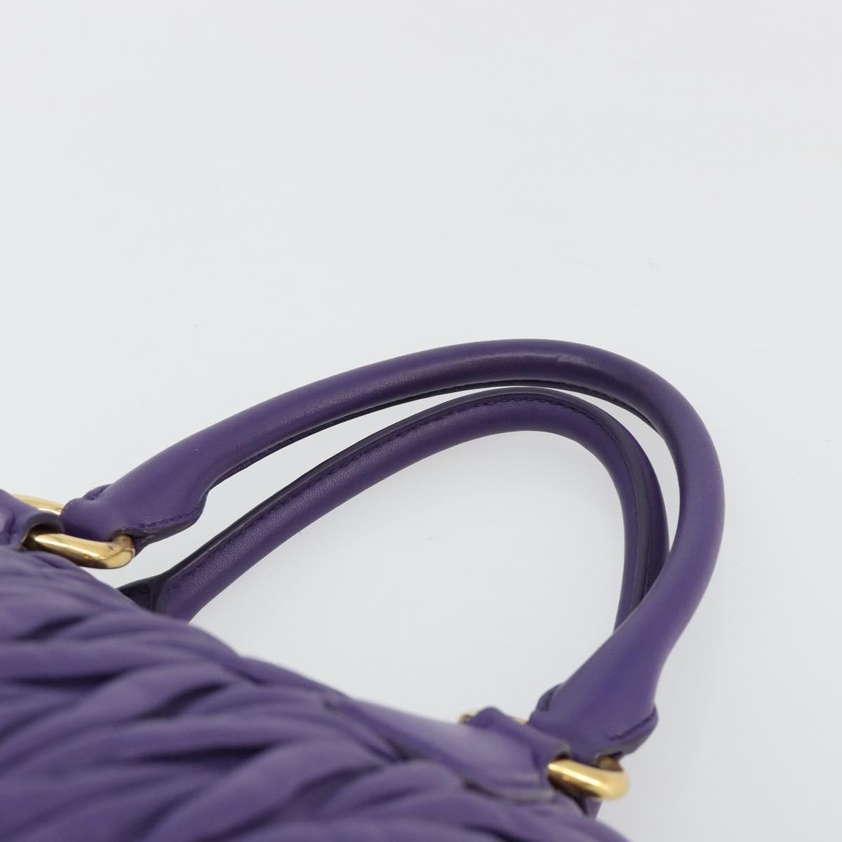 Miu Miu Matelasse Hand Bag Leather Purple Gold Auth 183636V
