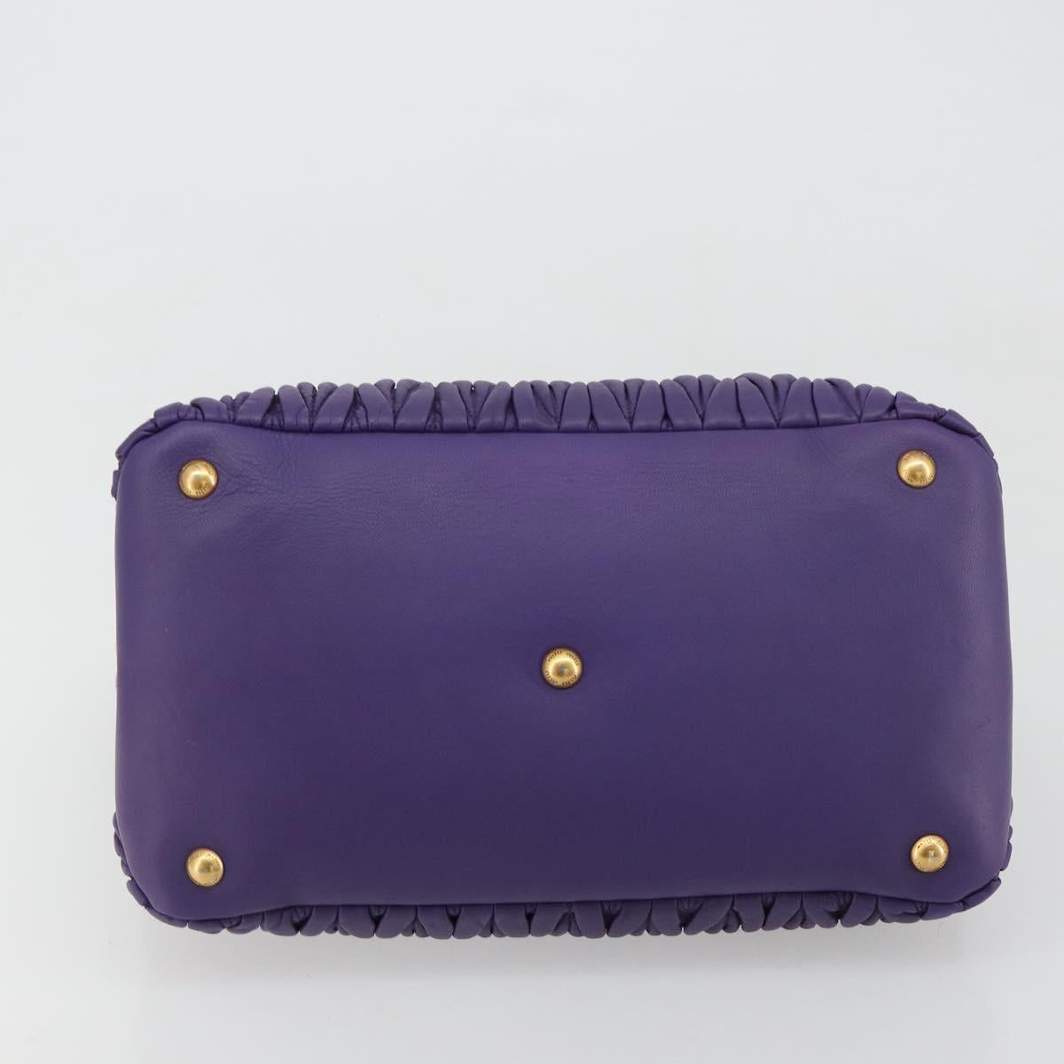Miu Miu Matelasse Hand Bag Leather Purple Gold Auth 183636V