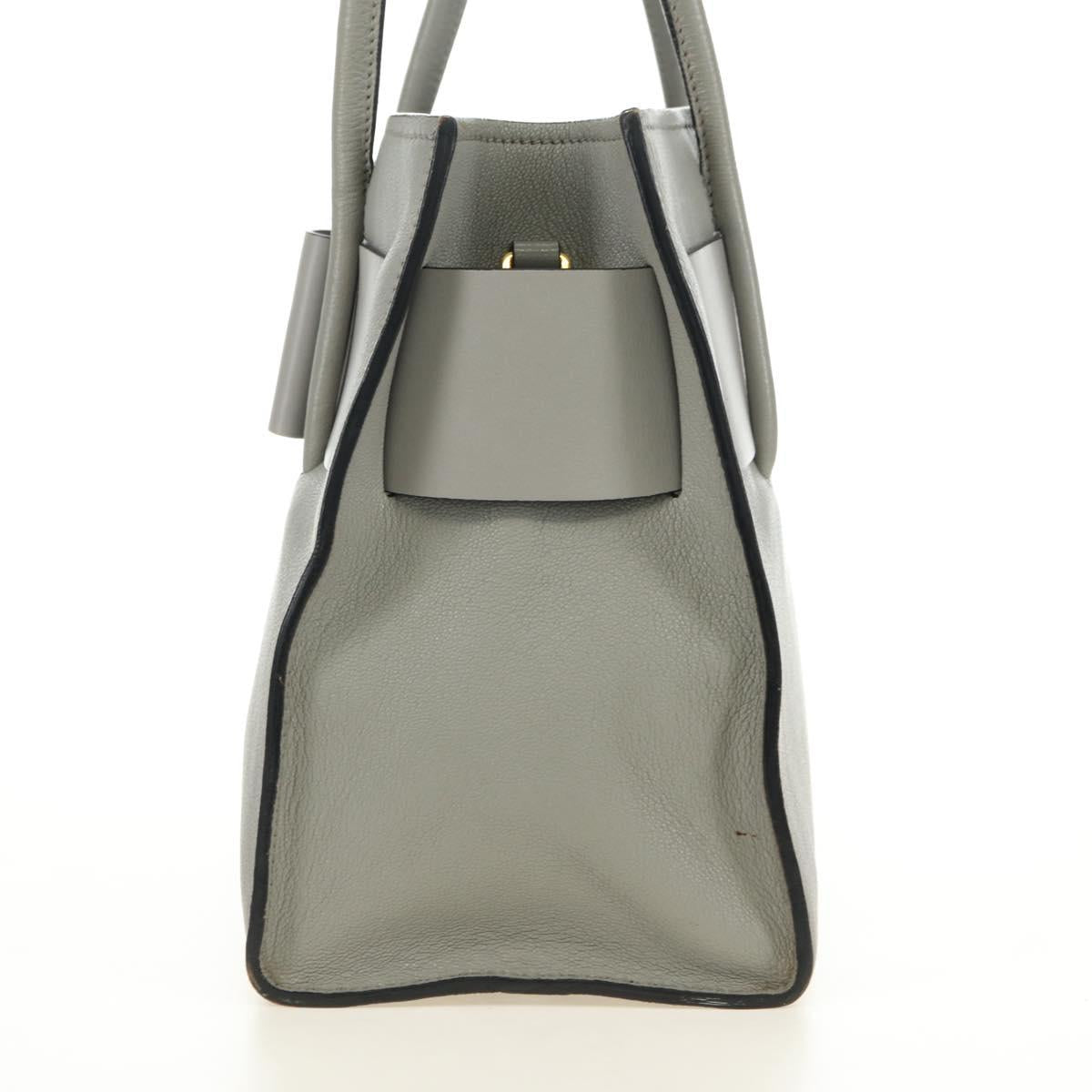 Miu Miu Hand Bag Leather Gray Gold Auth 183637V