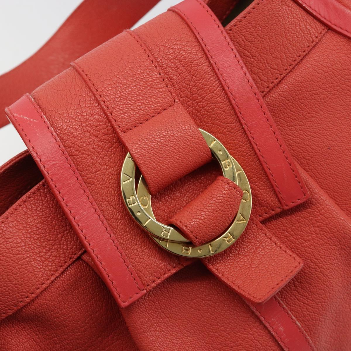 BVLGARI Hand Bag Leather Pink Gold Auth 183638A