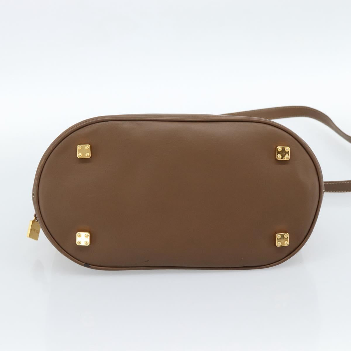 LOEWE Hand Bag Leather 2way Brown Gold Auth 183640