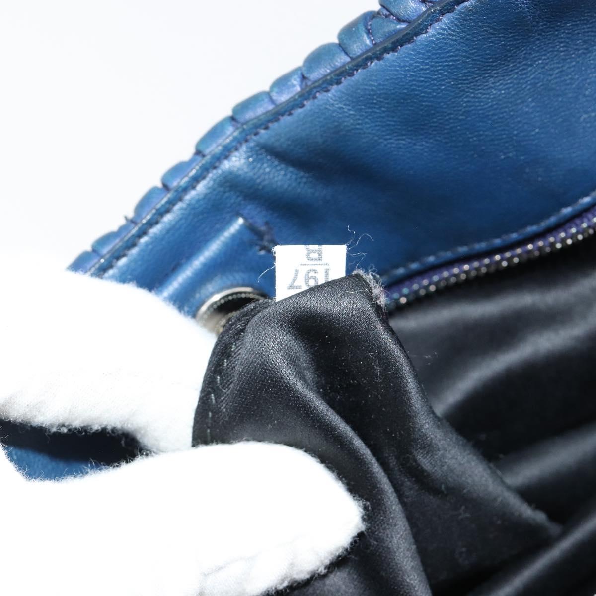 Miu Miu Matelasse Hand Bag Leather Blue Silver Auth 183646A
