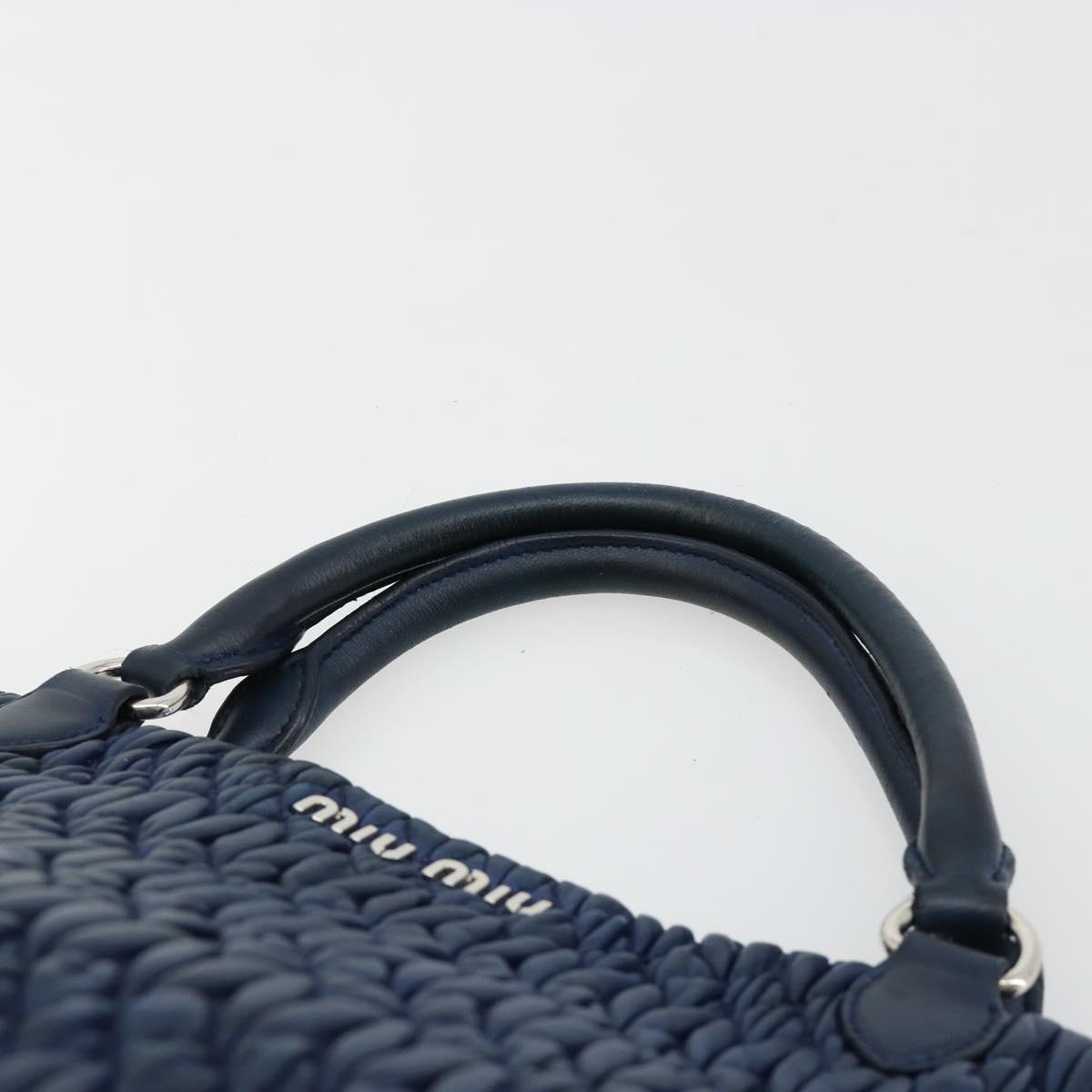 Miu Miu Matelasse Hand Bag Leather Blue Silver Auth 183646A