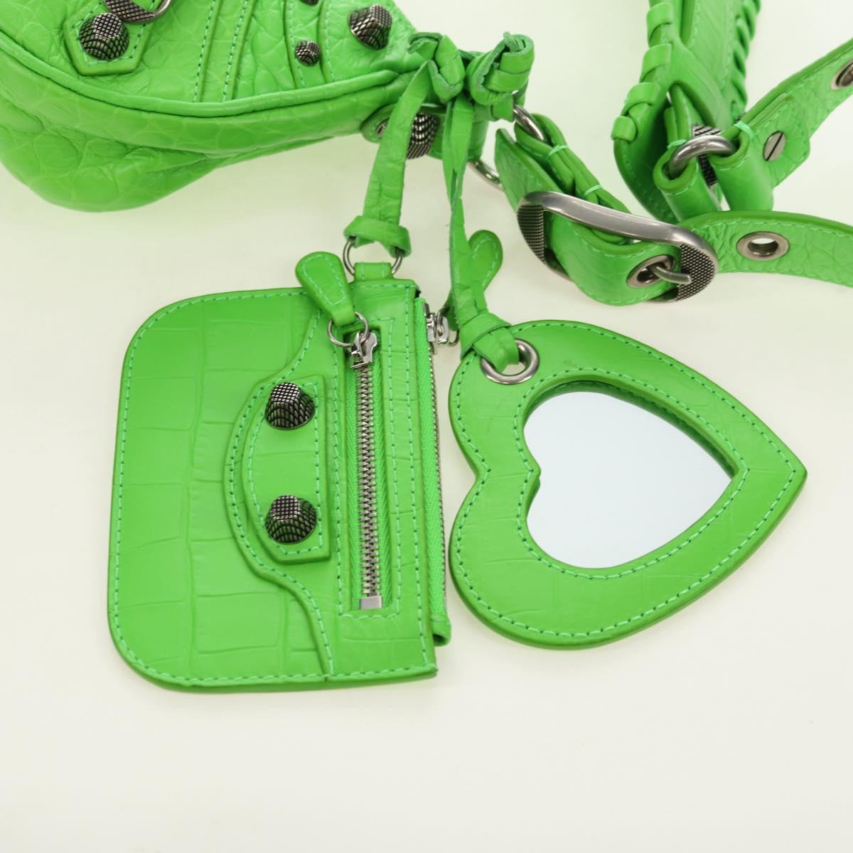 BALENCIAGA LE CAGOLE XS Hand Bag Leather Green 671309 Auth 183647SAM
