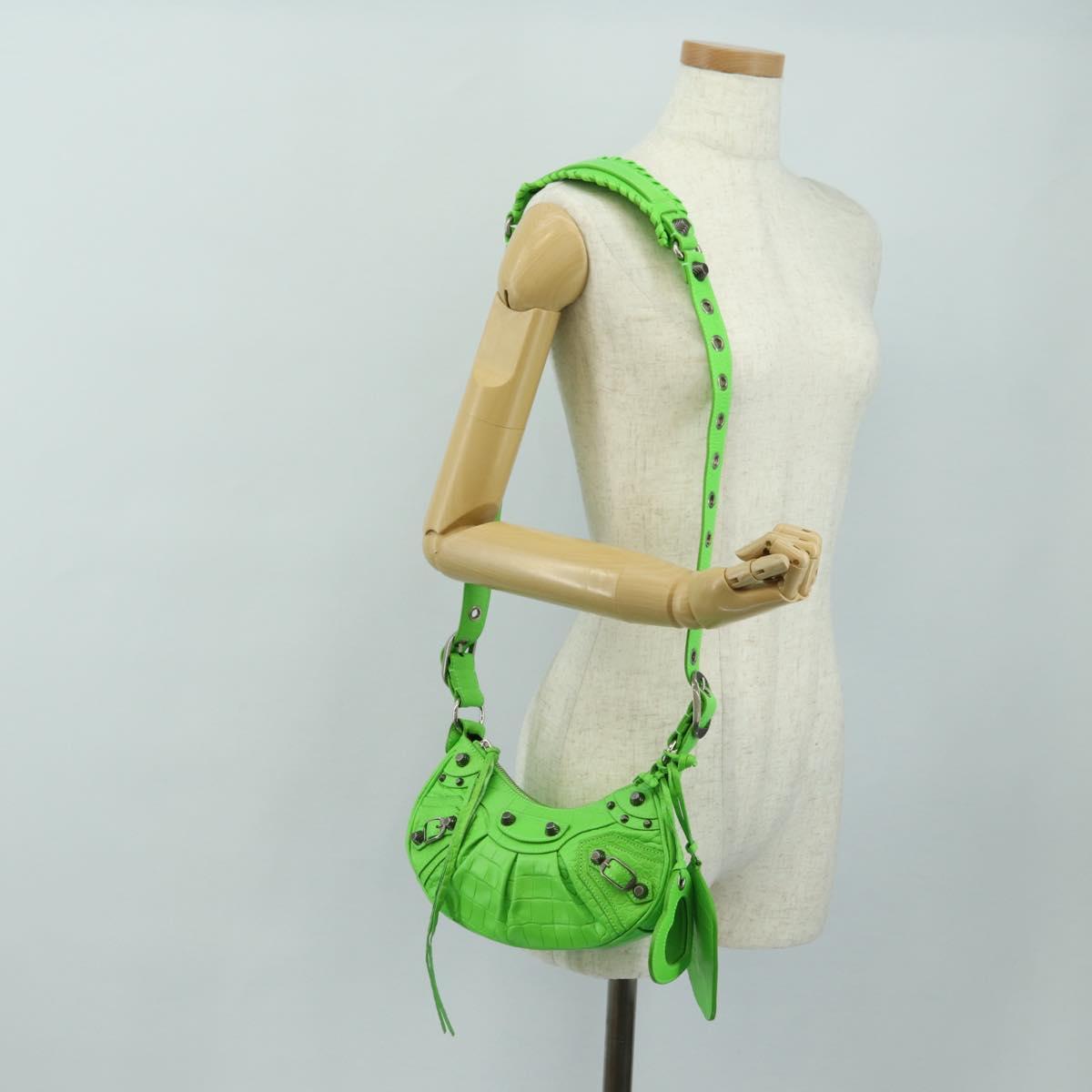 BALENCIAGA LE CAGOLE XS Hand Bag Leather Green 671309 Auth 183647SAM