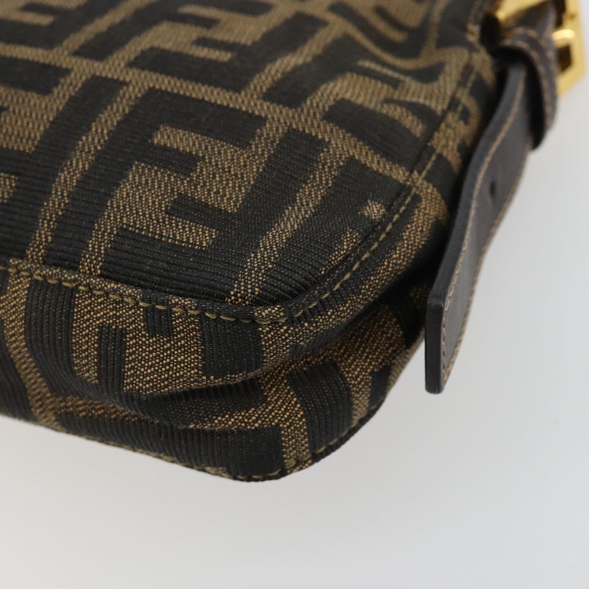 FENDI Zucca Canvas Mamma Baguette Shoulder Bag Black Brown Auth 183649SAV
