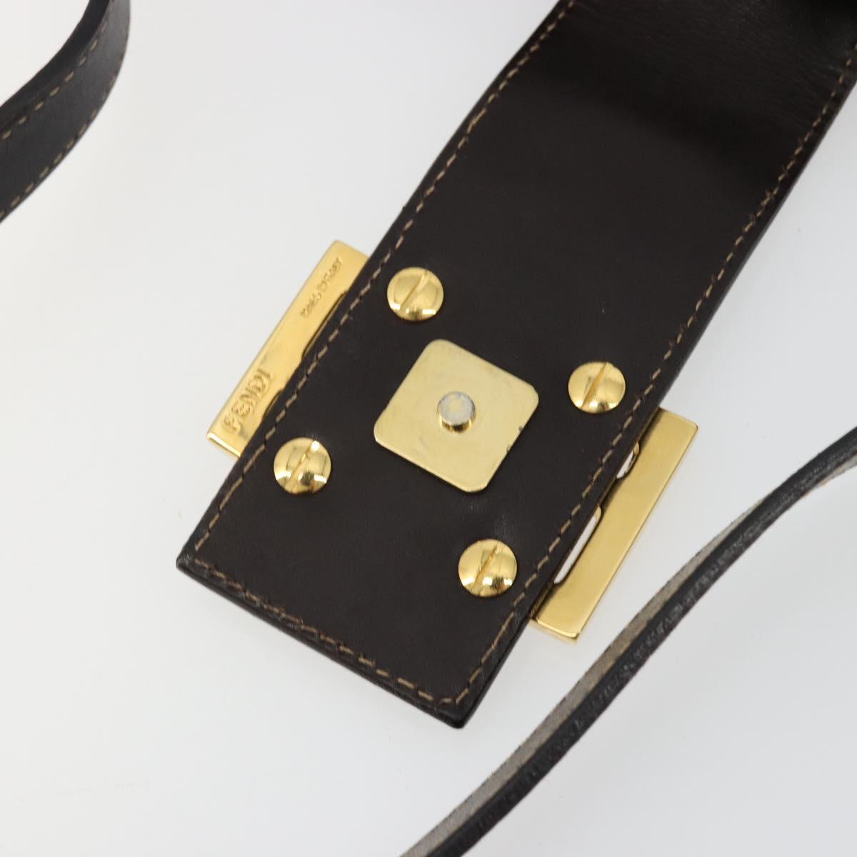 FENDI Zucca Canvas Mamma Baguette Shoulder Bag Black Brown Auth 183649SAV
