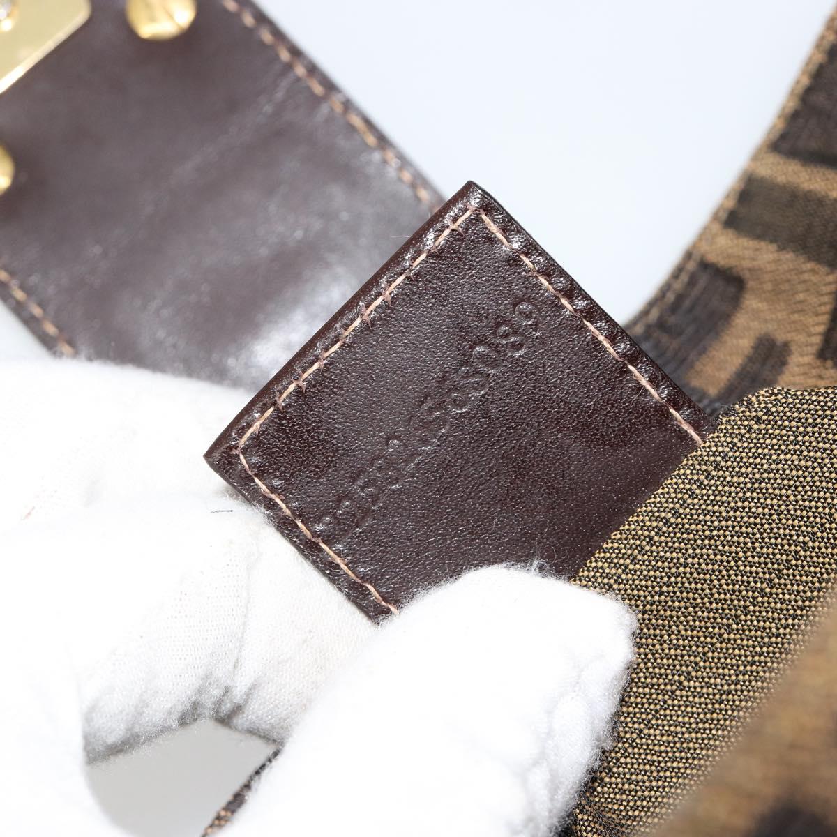 FENDI Zucca Canvas Mamma Baguette Shoulder Bag Black Brown Auth 183649SAV