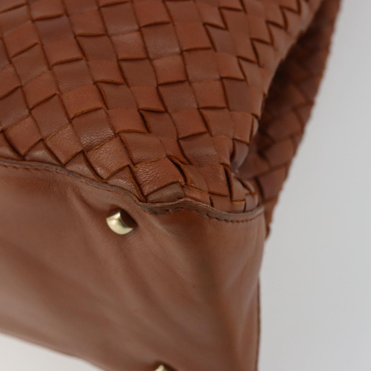 BOTTEGA VENETA INTRECCIATO Tote Bag Leather Brown Gold Auth 183650A