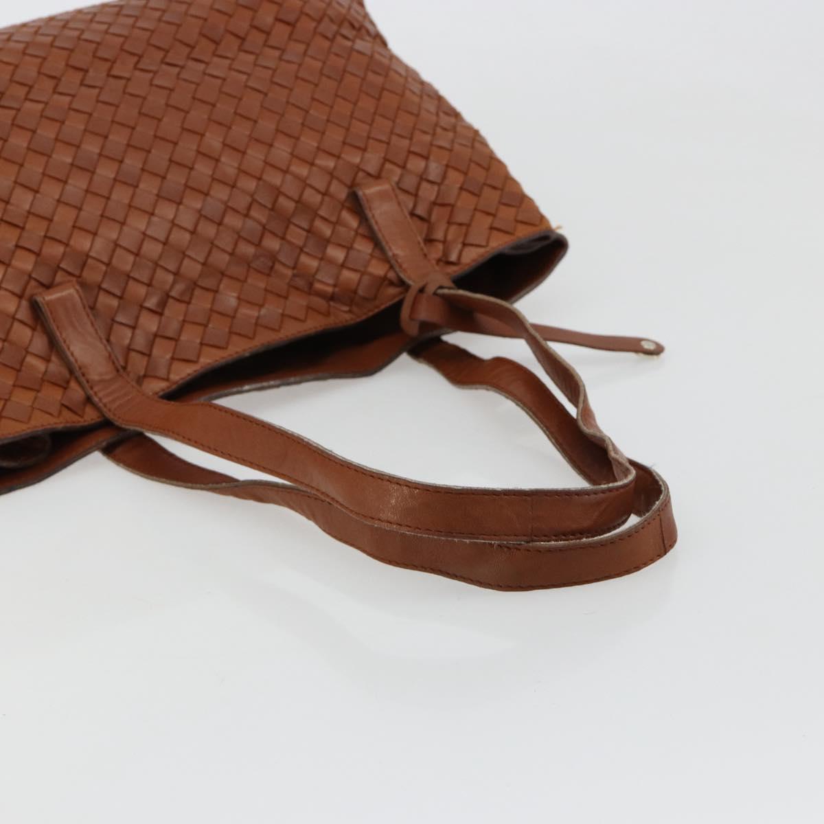 BOTTEGA VENETA INTRECCIATO Tote Bag Leather Brown Gold Auth 183650A